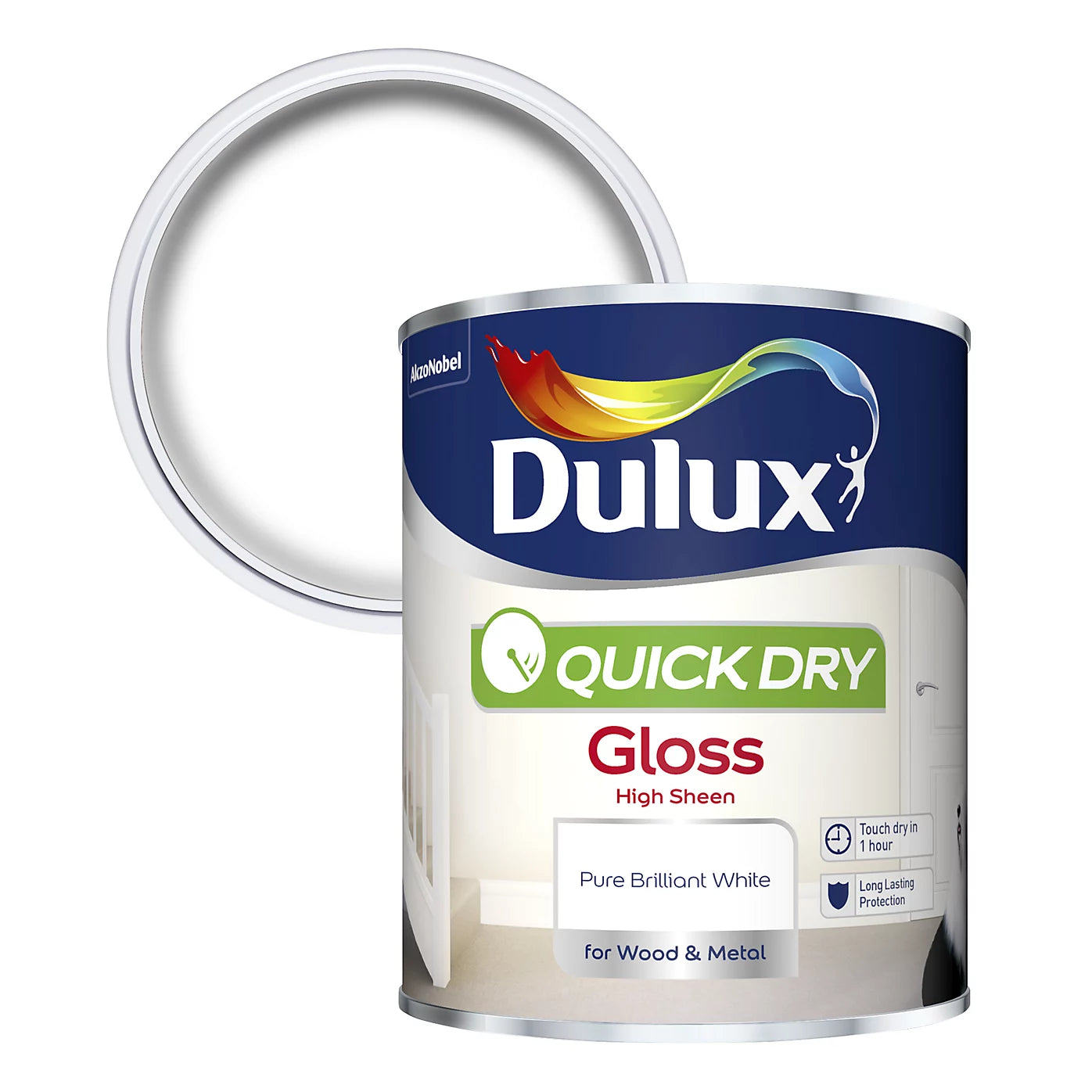 Dulux White Quick Dry Gloss Wood & Metal Paint 750ml