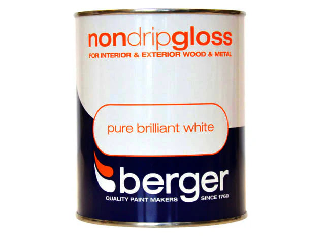 Berger Non Drip Gloss Brilliant White Wood & Metal 750ml
