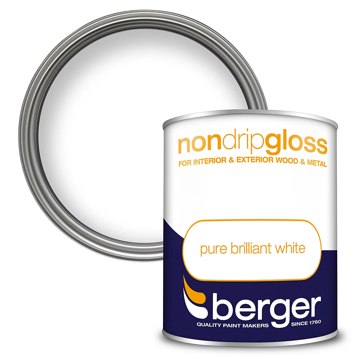 Berger Non Drip Gloss Brilliant White Wood & Metal 750ml