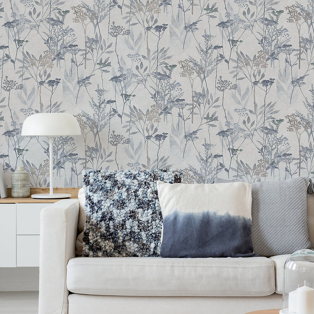 Superfresco Solstice Pale Blue Floral Wallpaper 125060