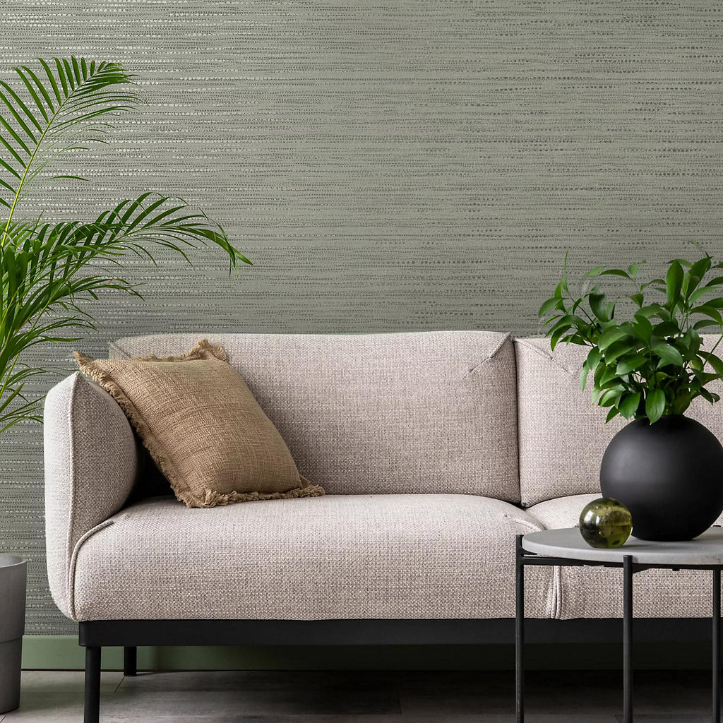 Graham & Brown Chunky Weave Sage Green Wallpaper 122435