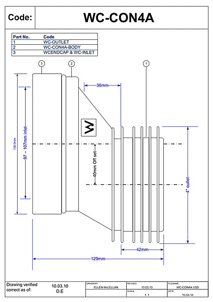 McAlpine 40mm Offset Rigid Wc Connector PC9B