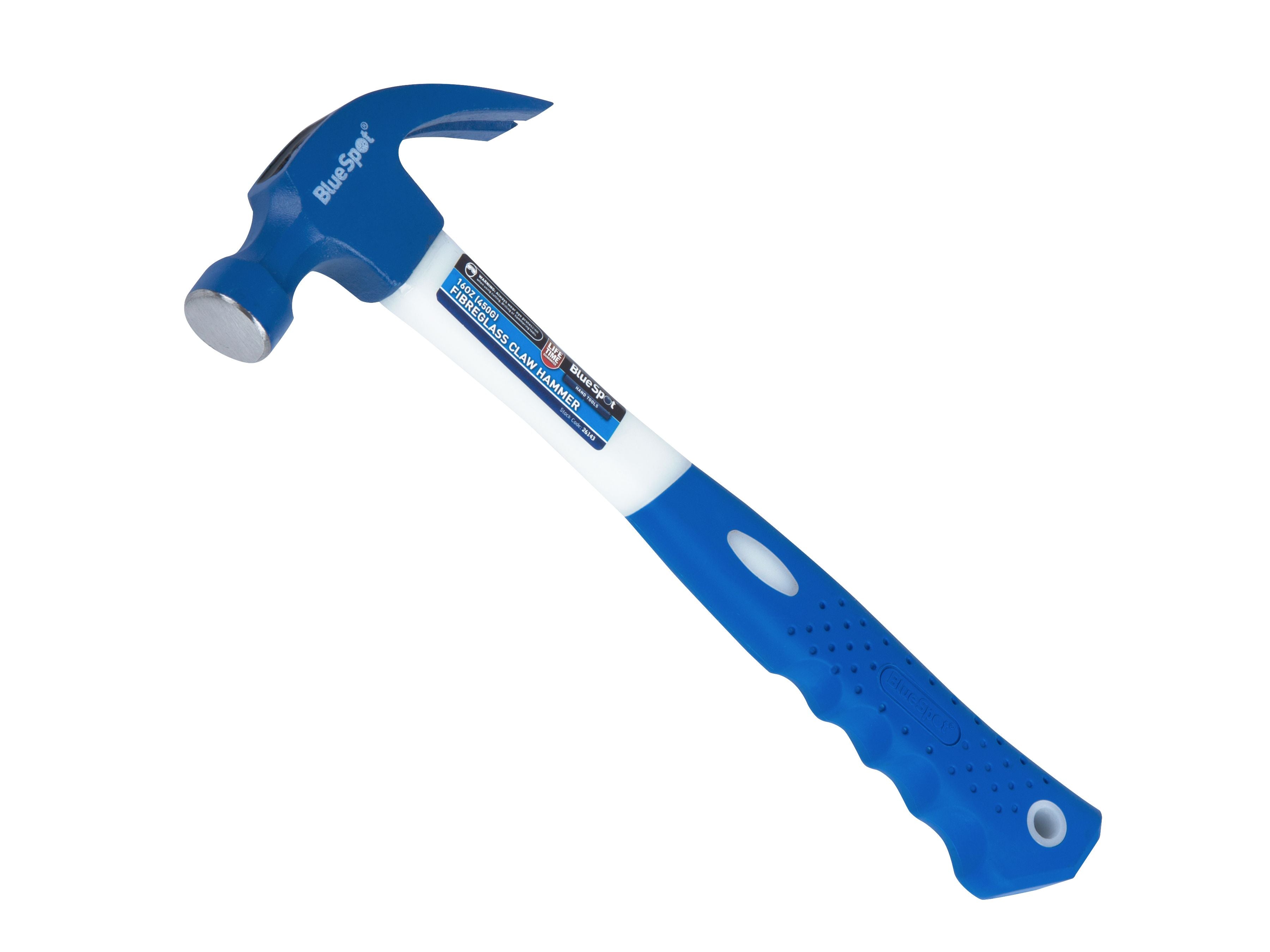 Bluespot 16oz Claw Hammer Fibreglass Rubber Grip Handle 26143