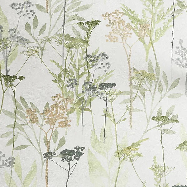 Superfresco Solstice Sage Green Floral Wallpaper 125058