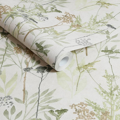 Superfresco Solstice Sage Green Floral Wallpaper 125058
