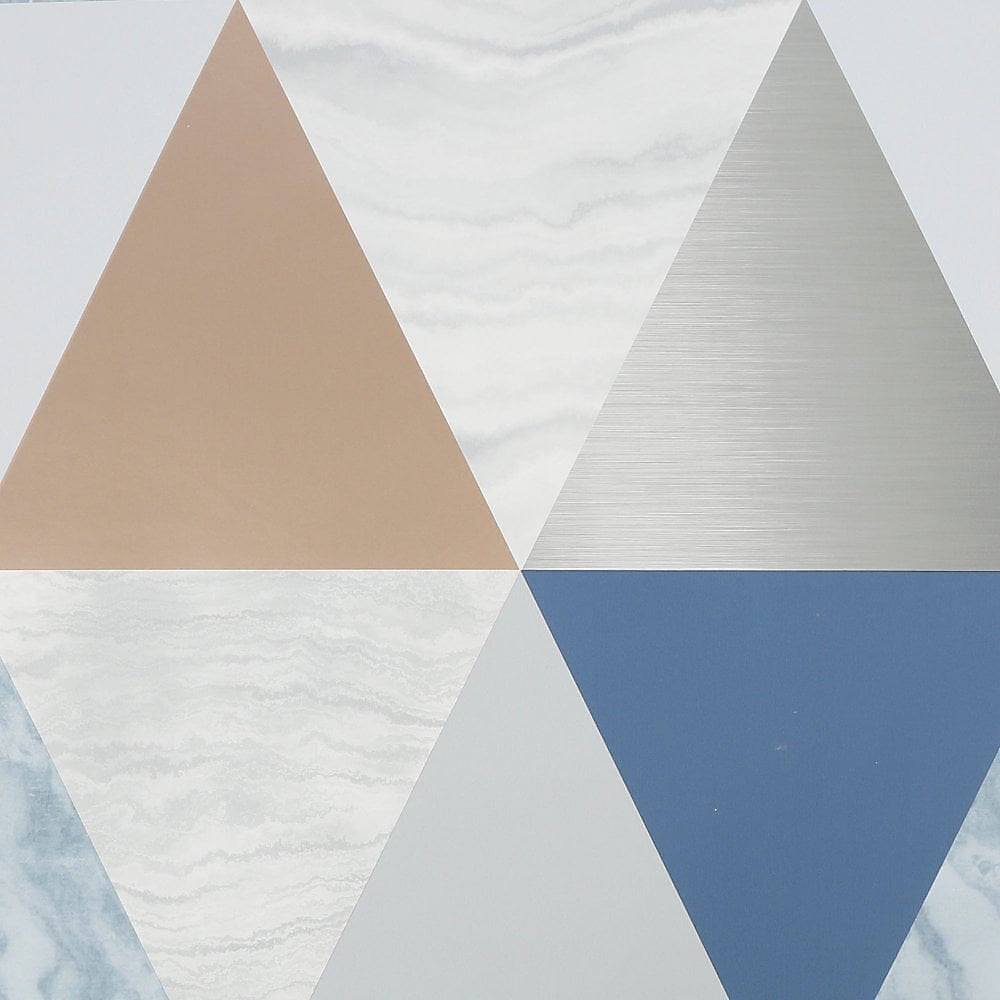 Graham & brown Harlequin Blue & Rose Gold Triangle Gold Wallpaper 111399