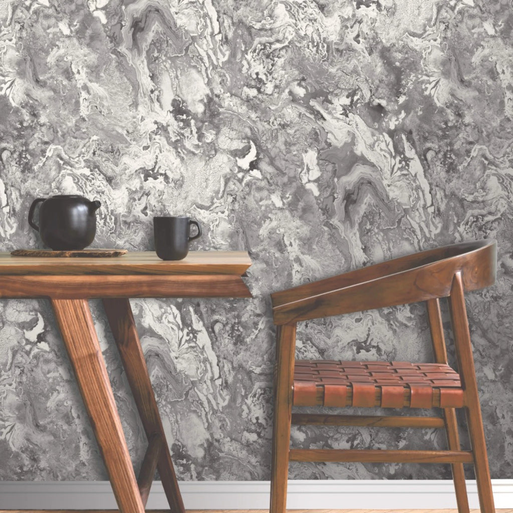 Vasari Serafina Marble Mineral Stone Grey & White Luxury Wallpaper 535051