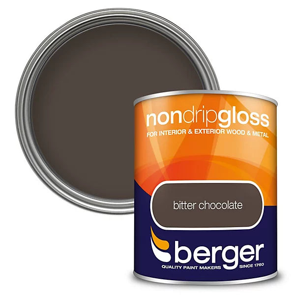 Berger Bitter Chocolate Non Drip Gloss Wood & Metal Paint 750ml