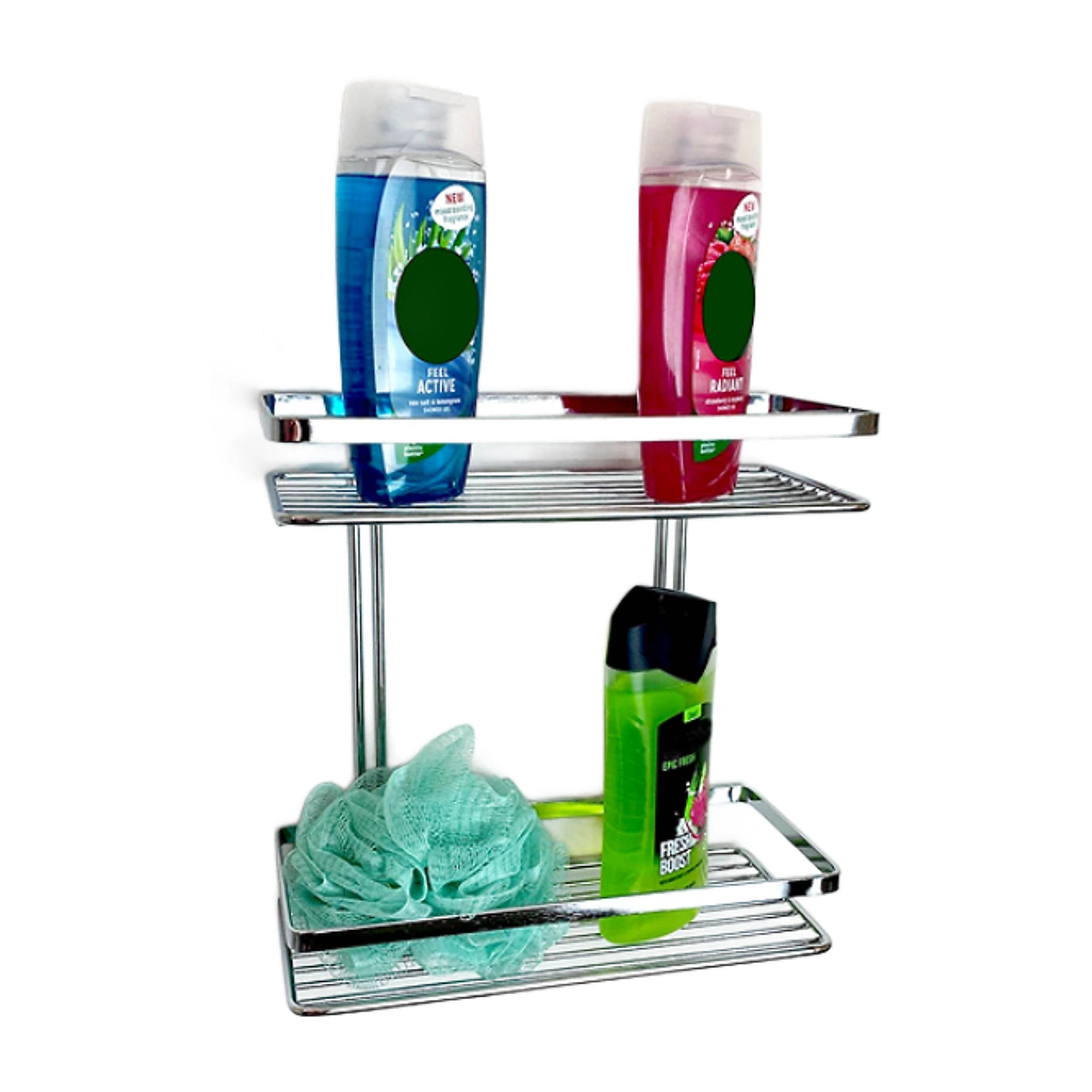 Euroshowers Stainless Steel Chrome Plated Double 2 Tier Rectangular Basket Caddy 56600