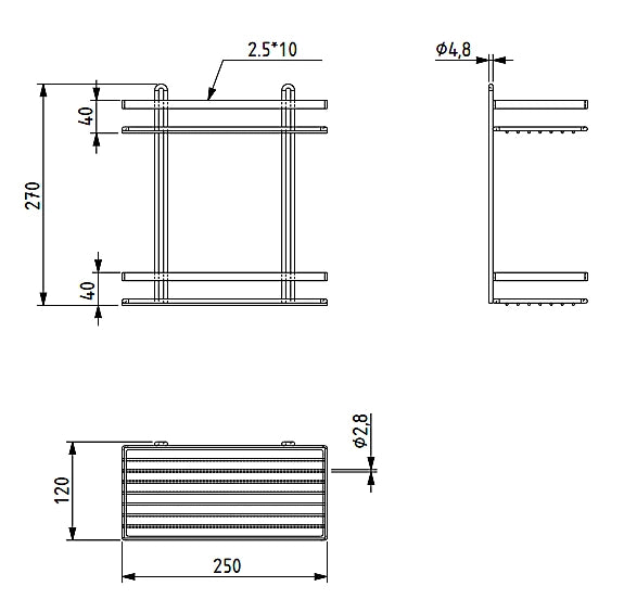 Euroshowers Stainless Steel Chrome Plated Double 2 Tier Rectangular Basket Caddy 56600