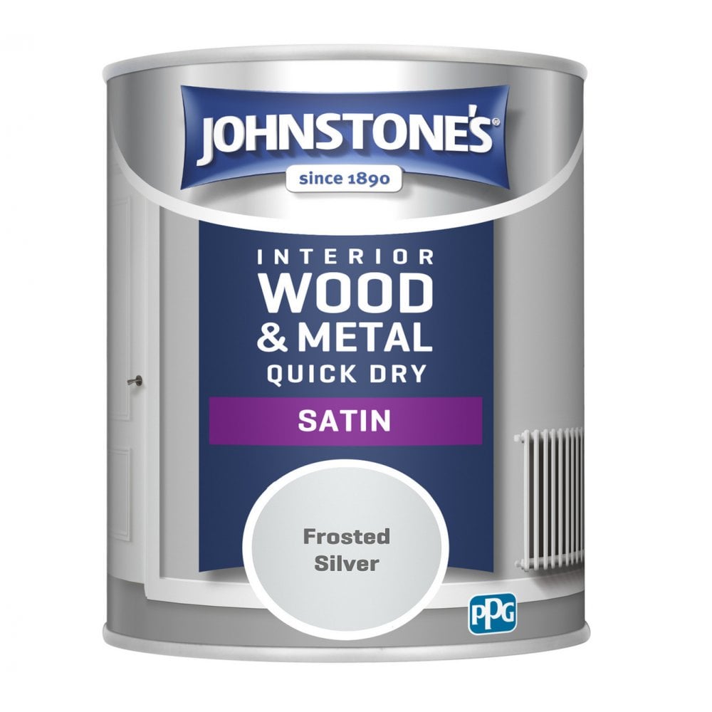 Johnstones Frosted Silver Satin Interior Wood & Metal Paint 750ml
