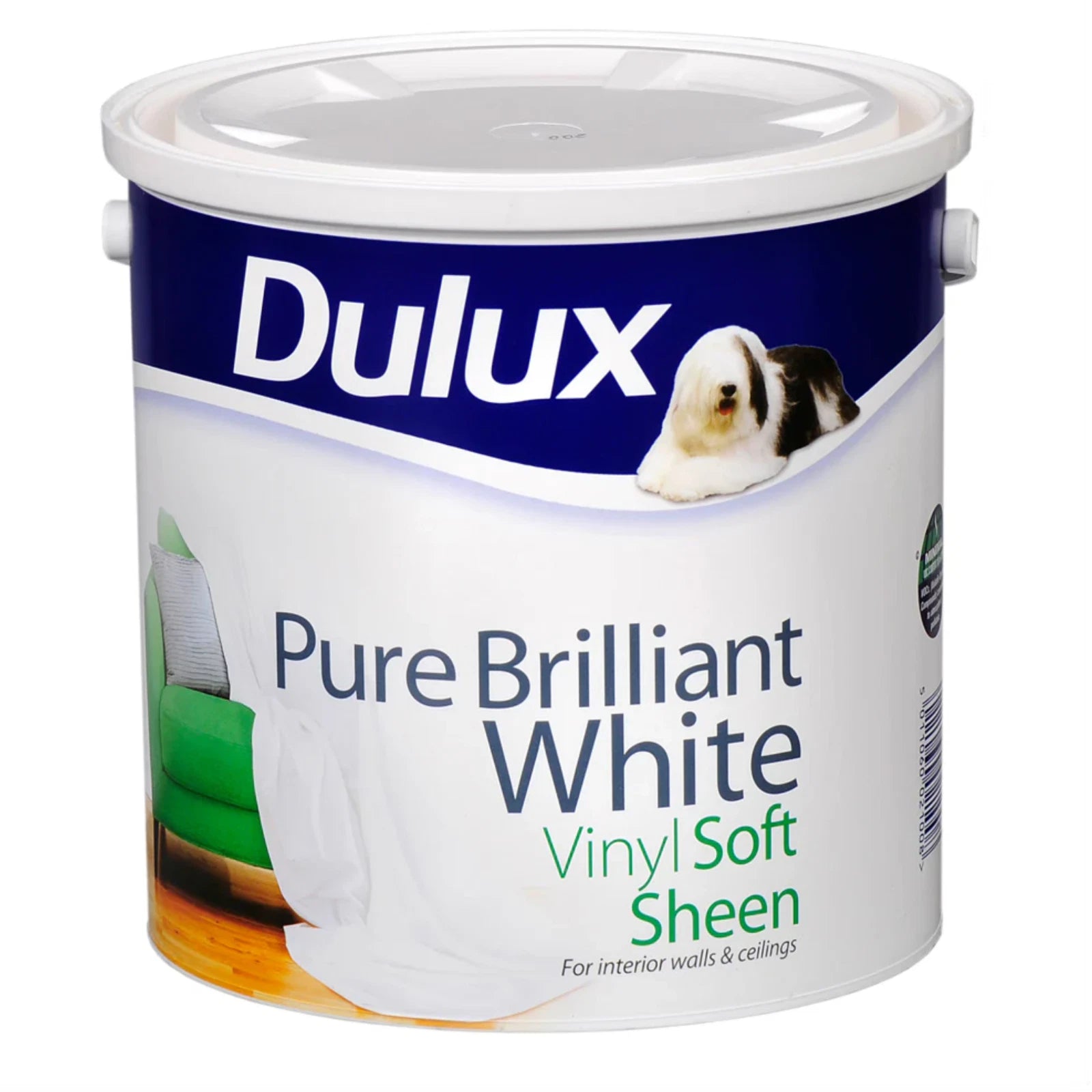 Dulux Vinyl Soft Sheen Pure Brilliant White Wipeable Emulsion Paint 2.5L