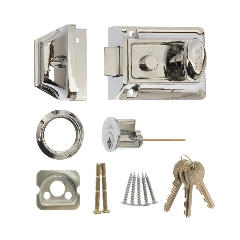 ERA Polished Chrome Traditional Night Latch Door Lock 136-62