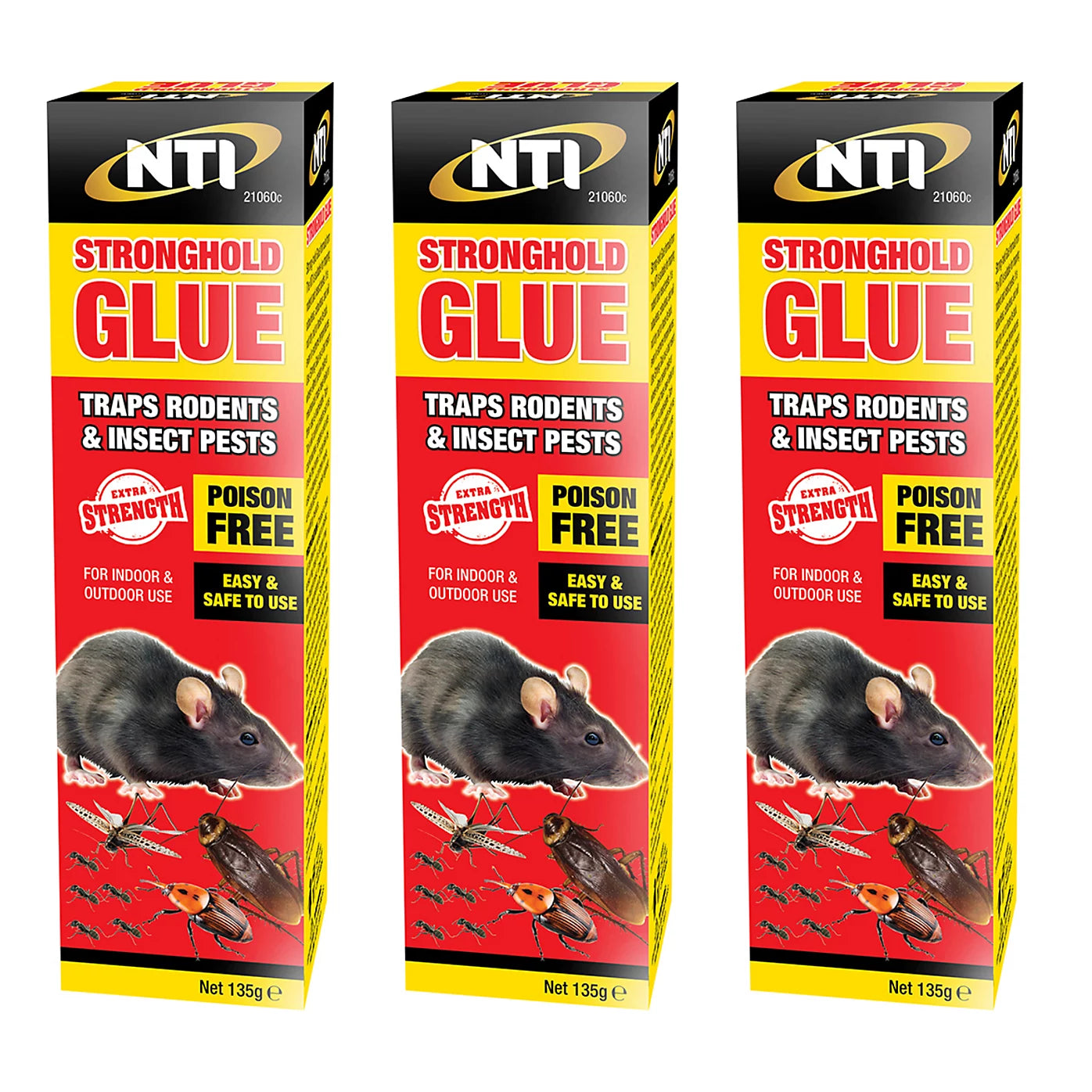 3 x NTI Stronghold Glue For Trapping Rodent, Mouse, Rat & Insects Poison Free