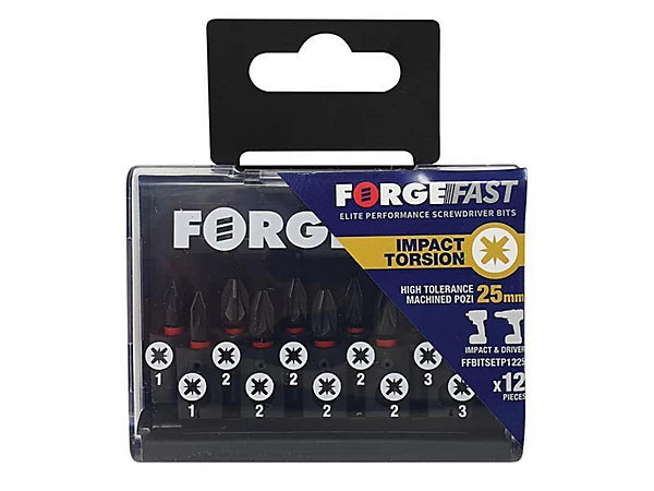 ForgeFix ForgeFast Pozidriv Compatible Impact Bit Set 12 Piece FORFFBSPZ12