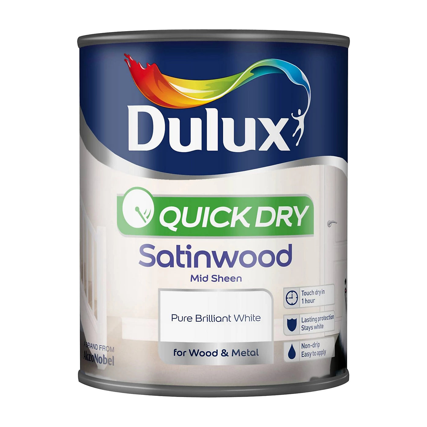 Dulux White Quick Dry Satin Midsheen Wood & Metal Paint 750ml