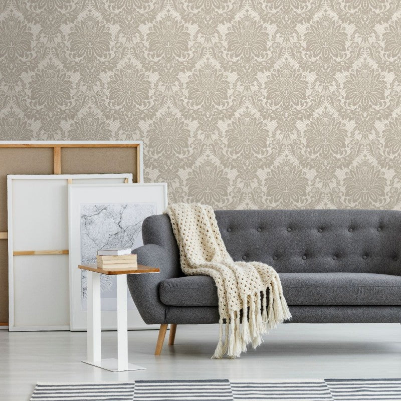 Graham & Brown Vogue Taupe Damask Wallpaper 106674