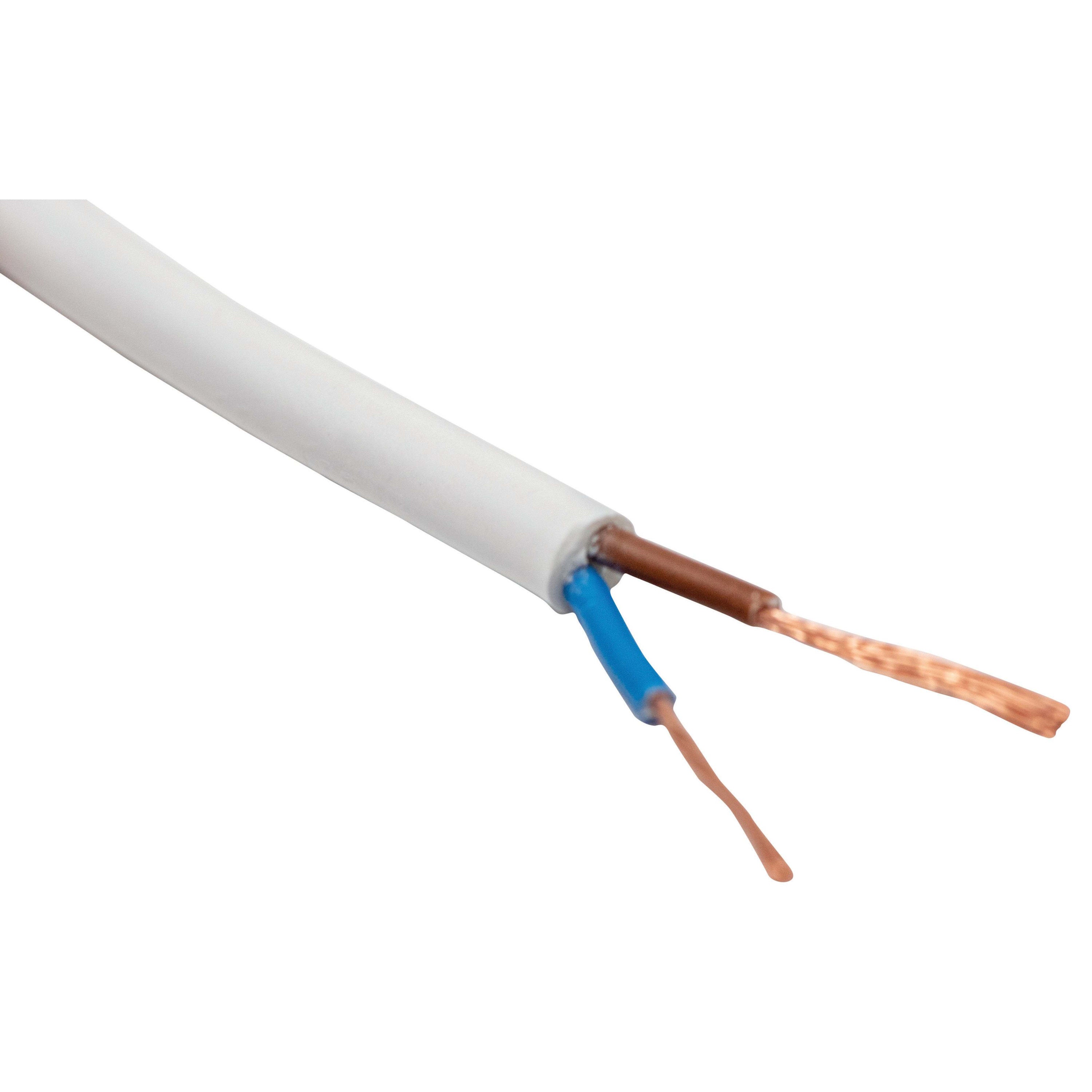 1mm² – 2 Core White Flex Round Cable Wire - 20 Meters