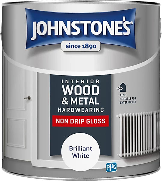 Jonhstone's Brilliant White Gloss Wood & Metal Paint 2.5L