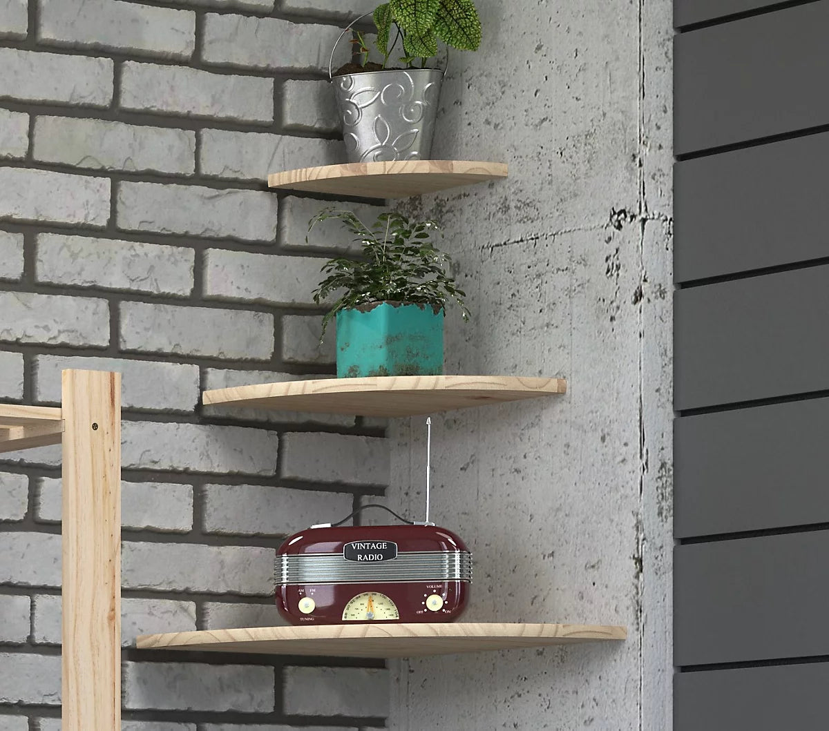Natural Wood Corner Shelf Kit 380mm