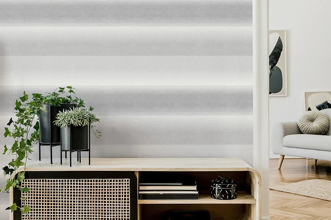 Crown Kirby Stripe Grey Charcoal Wallpaper M1643