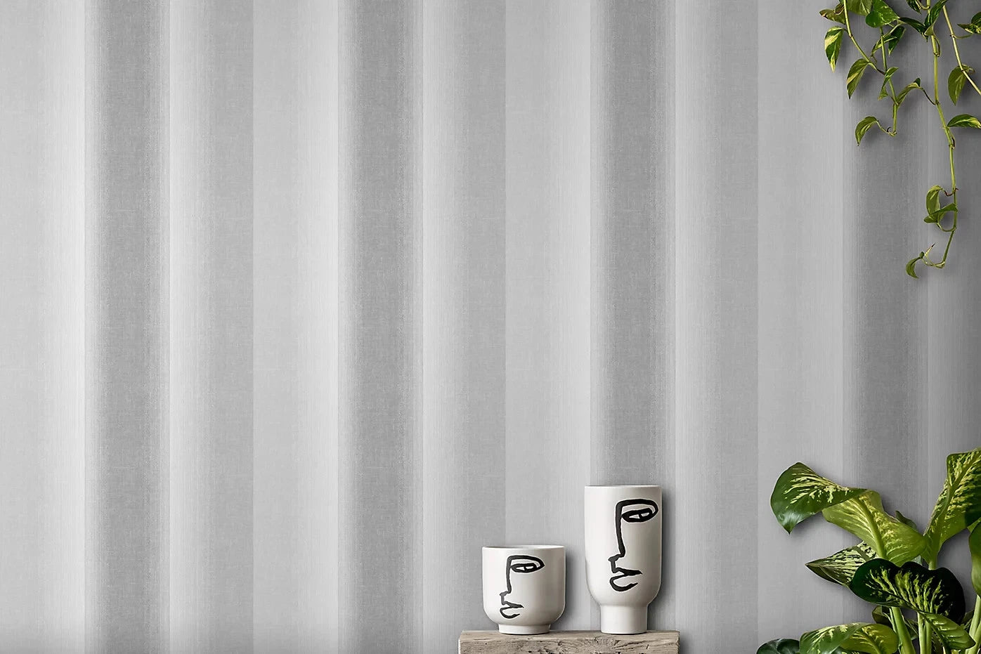 Crown Kirby Stripe Grey Charcoal Wallpaper M1643