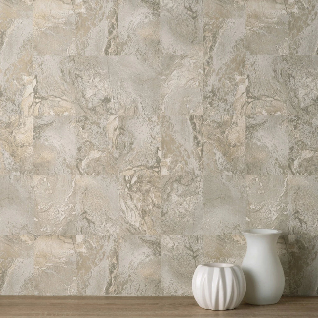 Vymura Savona Marble Tile Natural Marble Heavyweight Wallpaper M95640