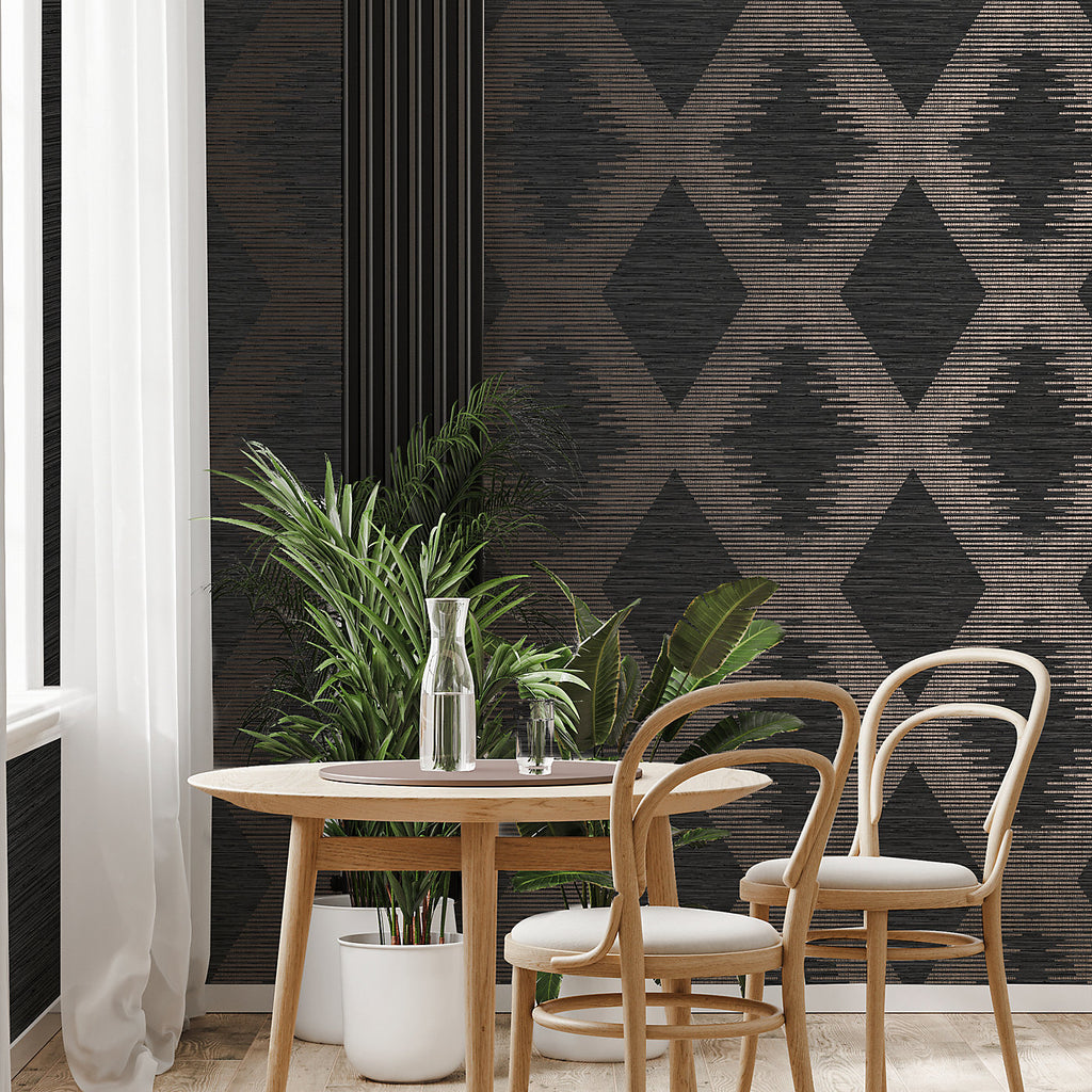 Graham & Brown Serenity Geometric Black & Rose Gold Wallpaper 120723