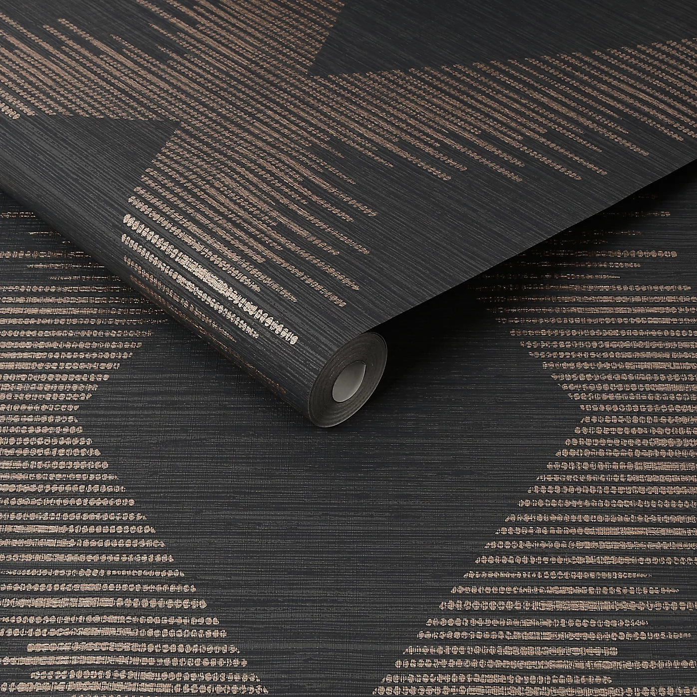 Graham & Brown Serenity Geometric Black & Rose Gold Wallpaper 120723