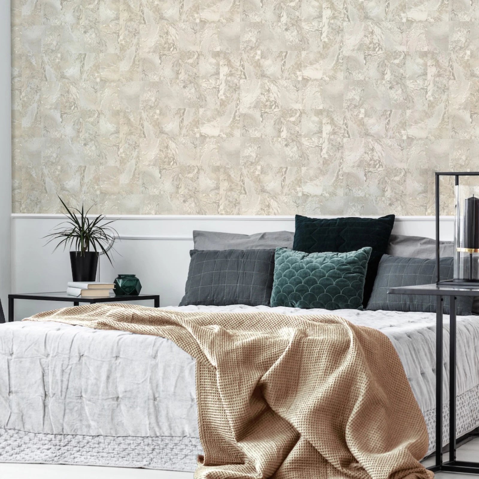 Vymura Savona Marble Tile Natural Marble Heavyweight Wallpaper M95640