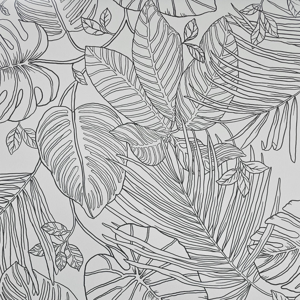 Rasch Canopy Leaves Grey & Black Tropical Floral wallpaper 283173