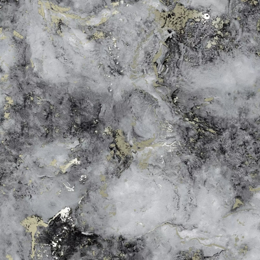 Milano Carrara Charcoal Grey & Gold Metallic Glitter Marble Wallpaper MC7115