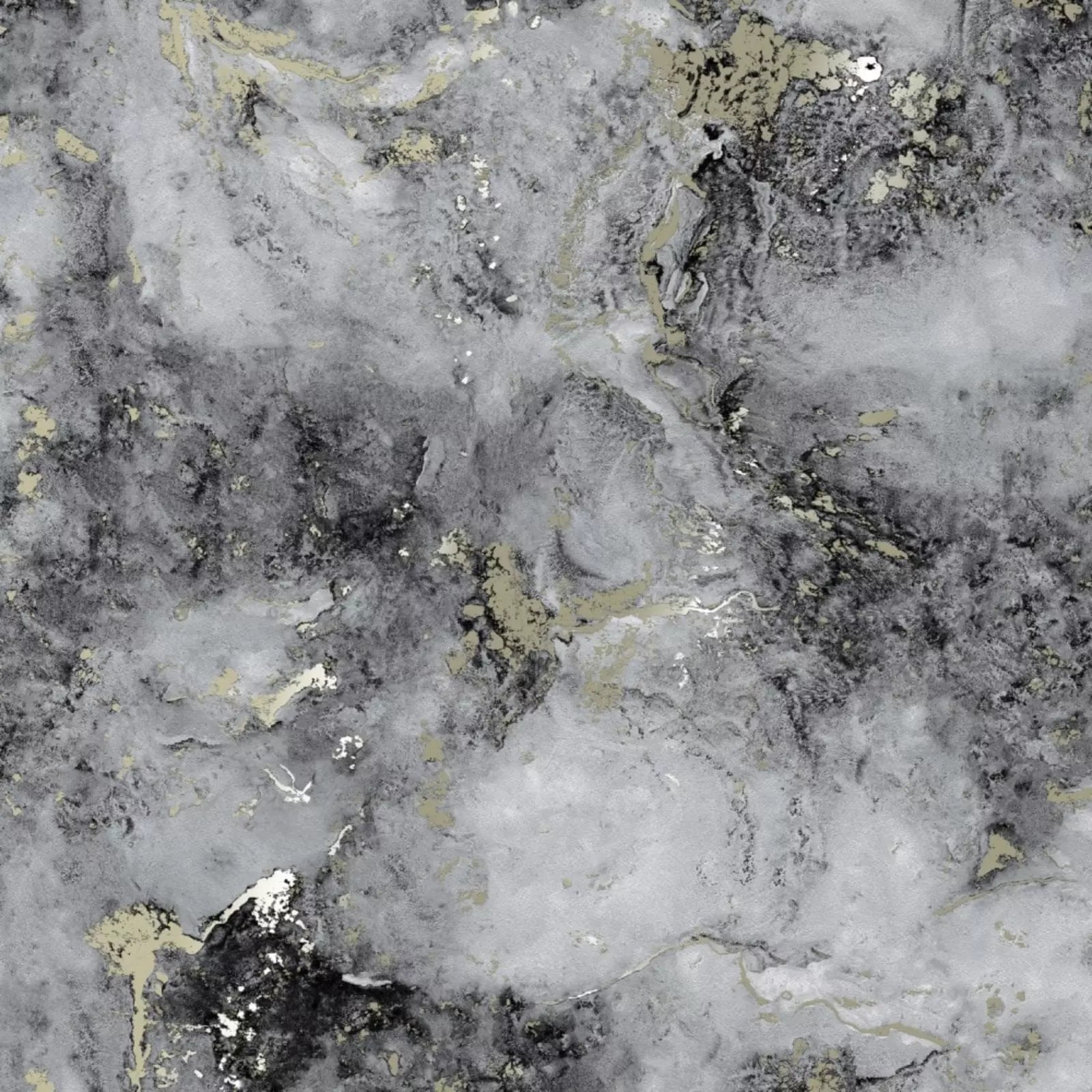 Milano Carrara Charcoal Grey & Gold Metallic Glitter Marble Wallpaper MC7115
