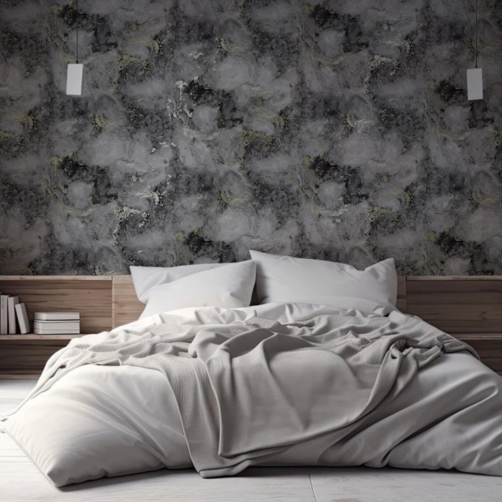 Milano Carrara Charcoal Grey & Gold Metallic Glitter Marble Wallpaper MC7115