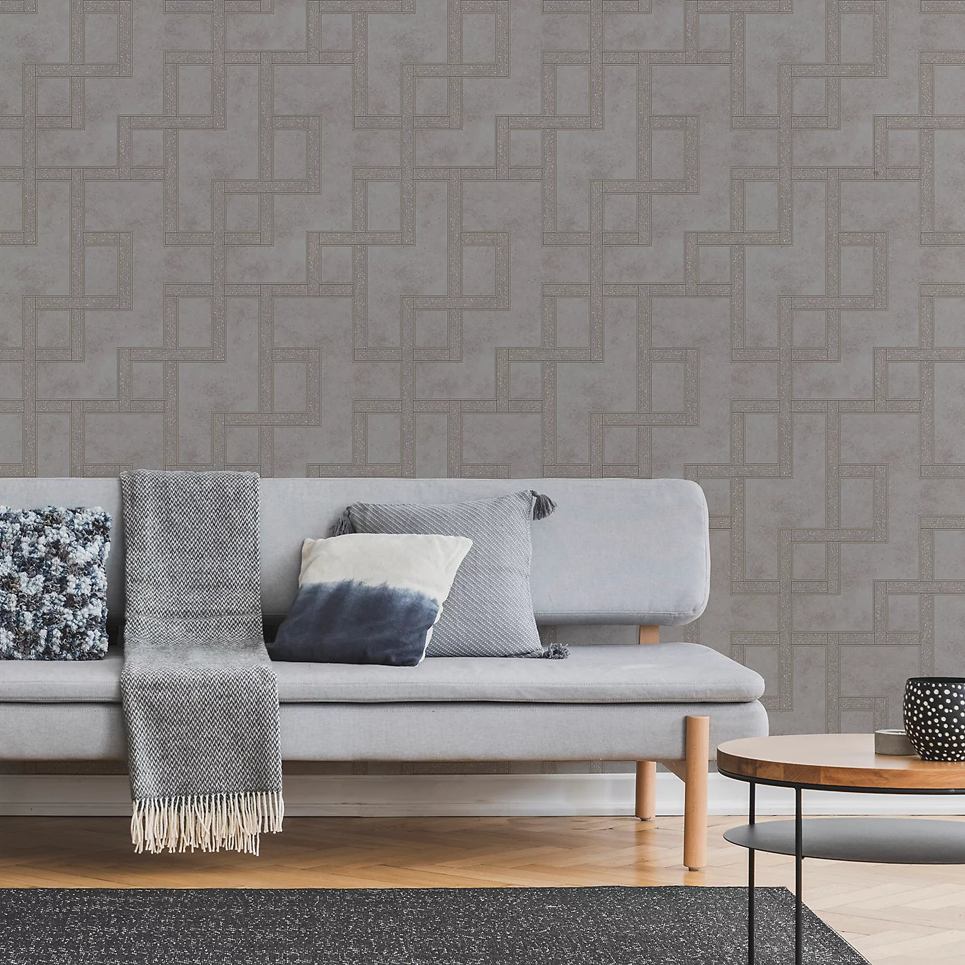 Graham & Brown Gilded Greek Key Quartz Geometric Wallpaper 115728