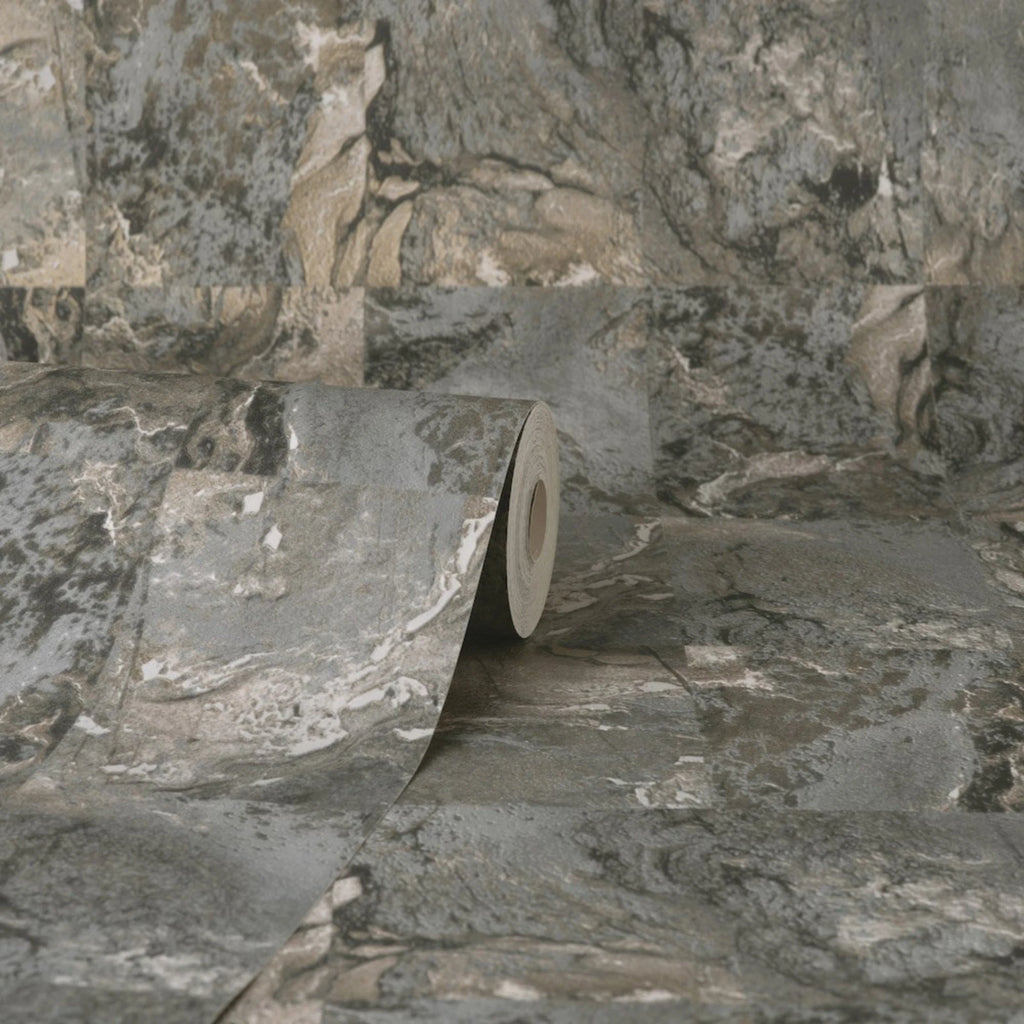 Vymura Savona Marble Tile Slate Heavyweight Wallpaper M95637
