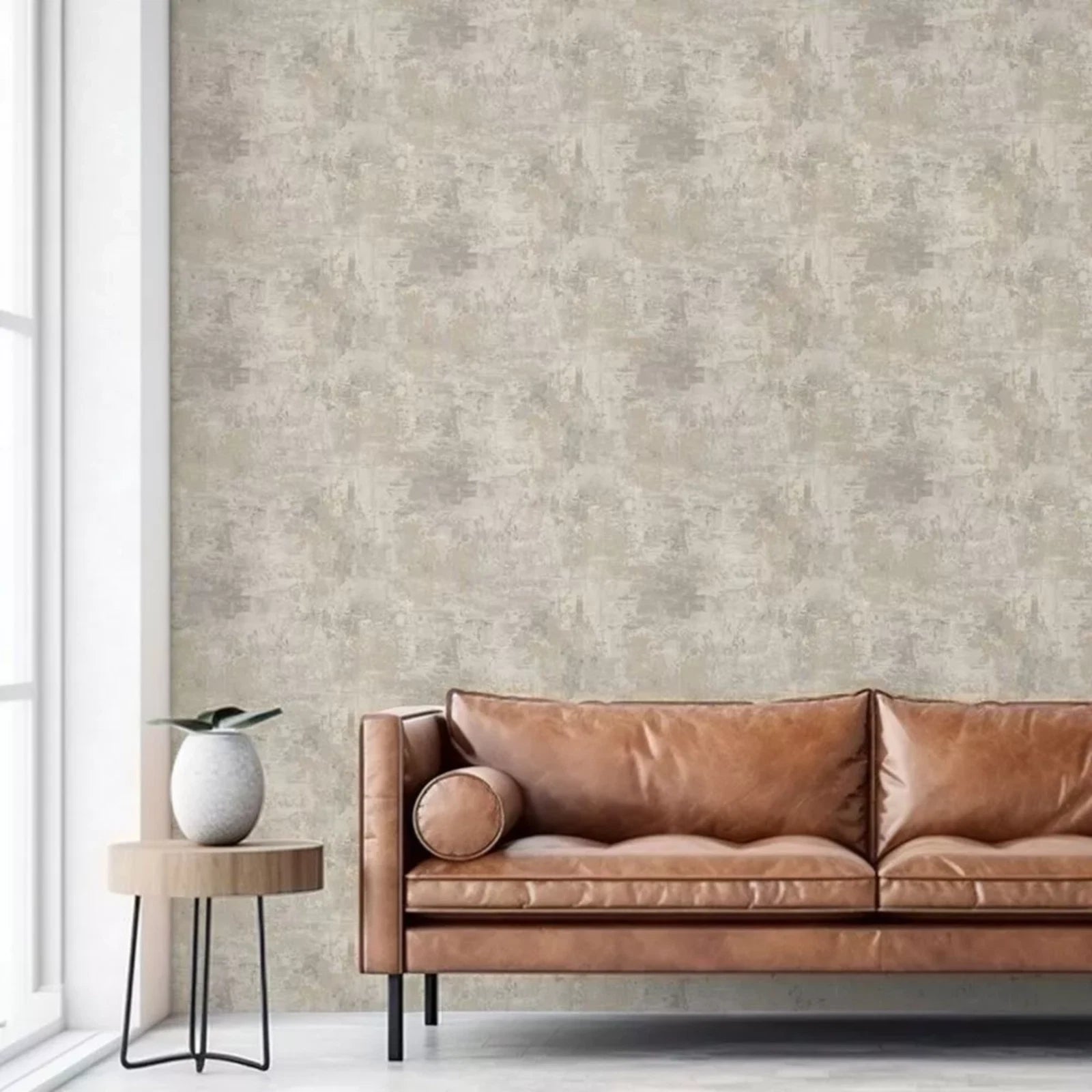Belgravia Plaster Texture Grey Cream & Metallic Copper Wallpaper 2315