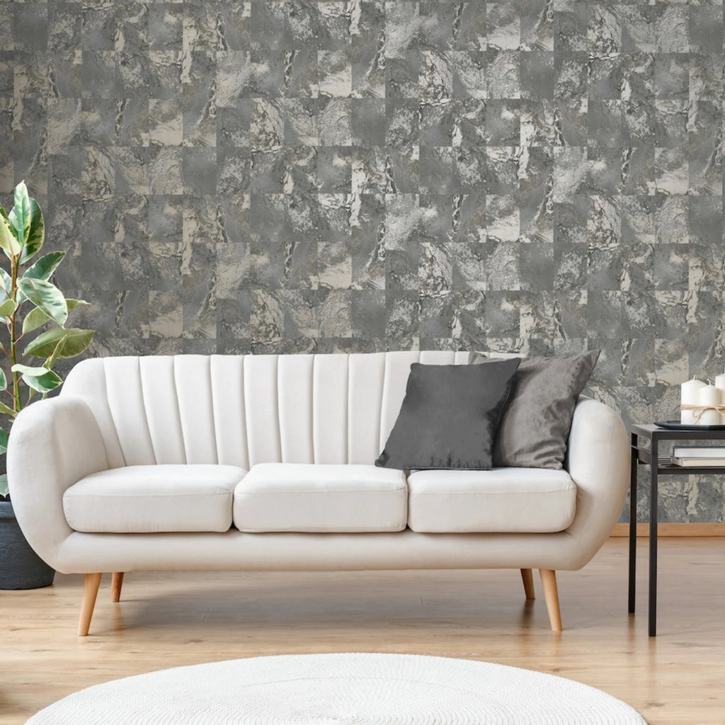 Vymura Savona Marble Tile Slate Heavyweight Wallpaper M95637