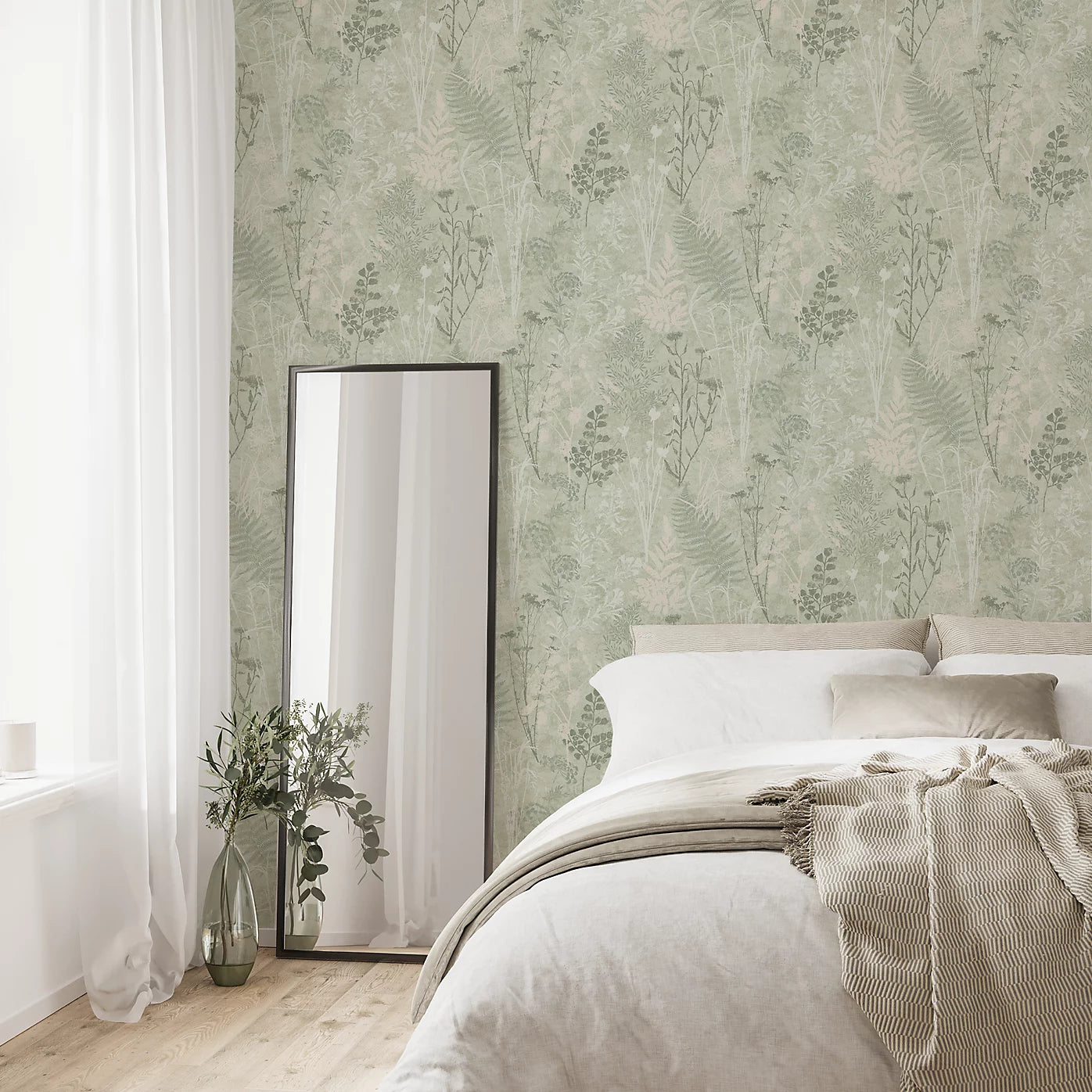 Graham & Brown Organics Sage Green Floral Wallpaper 120716
