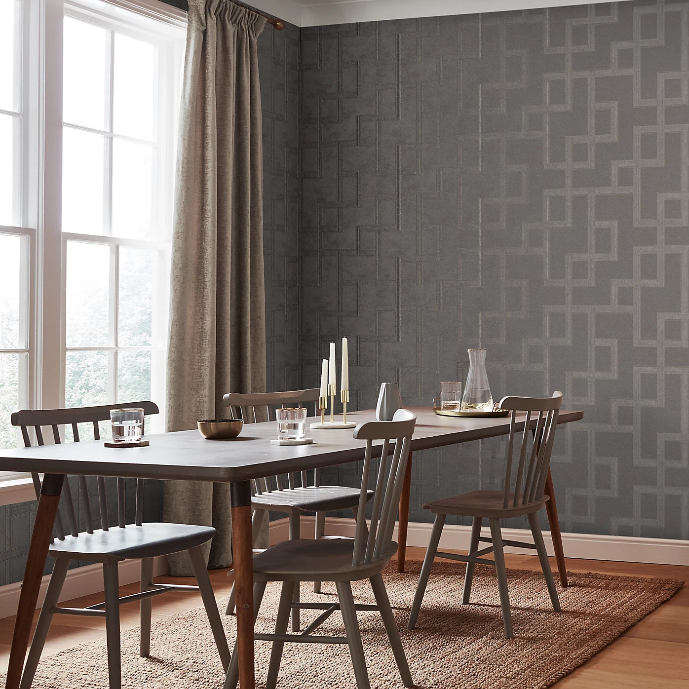 Graham & Brown Gilded Greek Key Quartz Geometric Wallpaper 115728