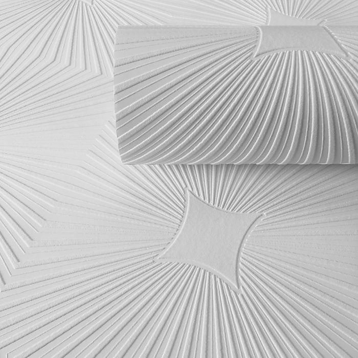 AS Creation White Starburst Geometric Paintable Blown Wallpaper 6639-17