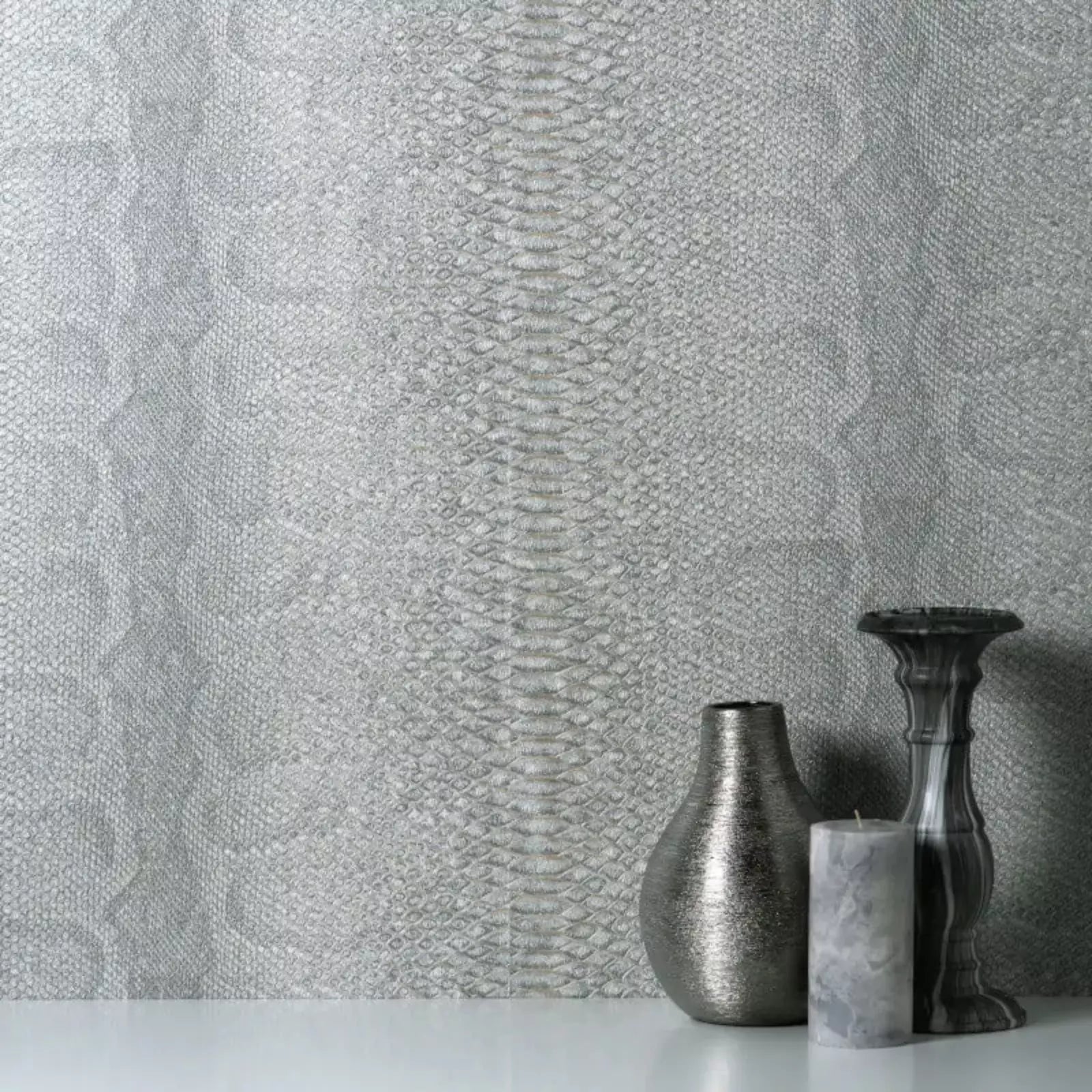 Vymura Grey Gold Python Skin Metallic Heavyweight Wallpaper M88736