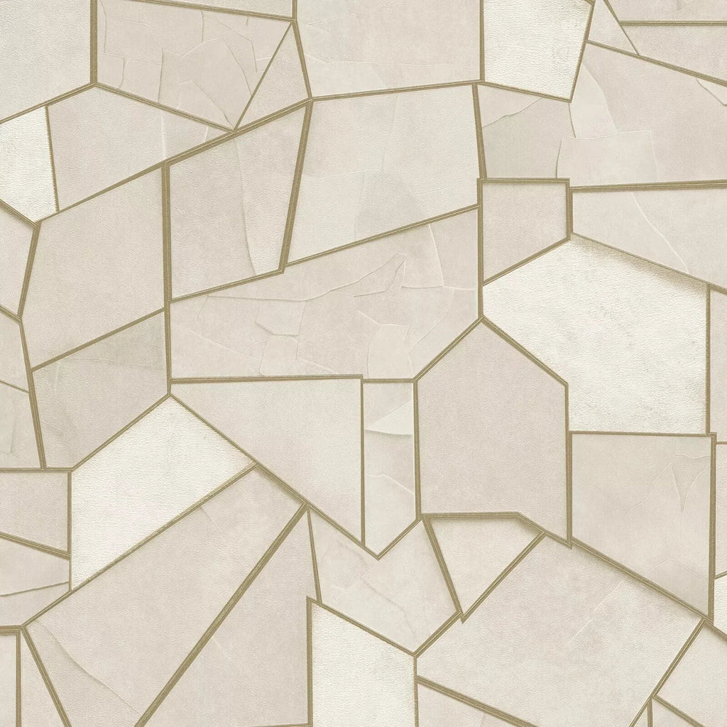 Erismann Elle Mosaique Beige & Gold Geometric Mosaic Style Wallpaper 10445-02
