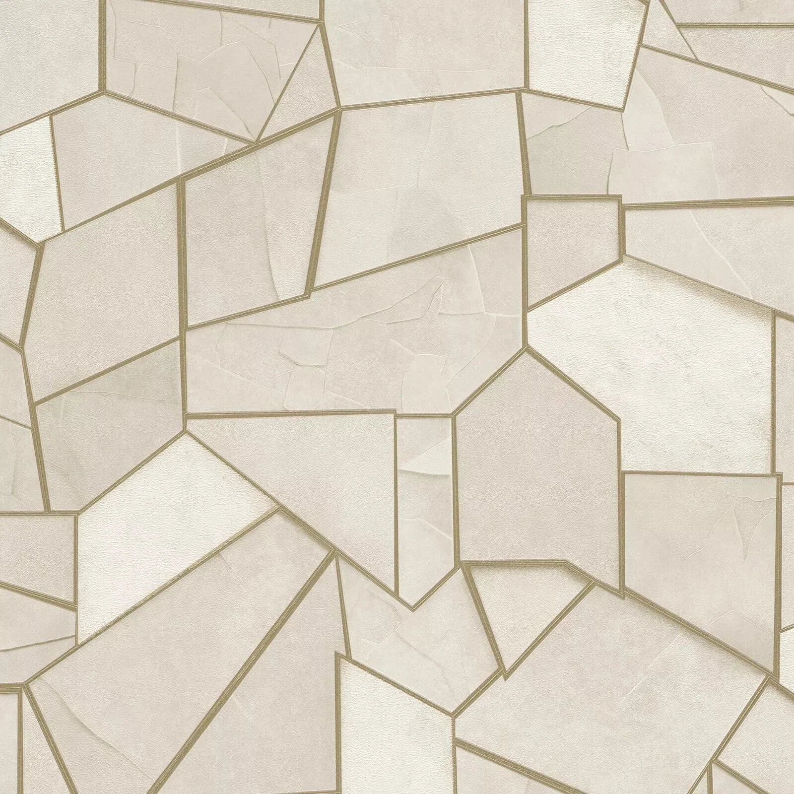 Erismann Elle Mosaique Beige & Gold Geometric Mosaic Style Wallpaper 10445-02