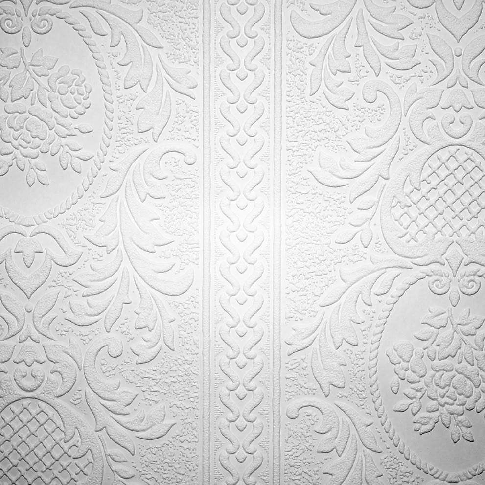 AS Creation White Blown Floral Damask Paintable Wallpaper 2616-18