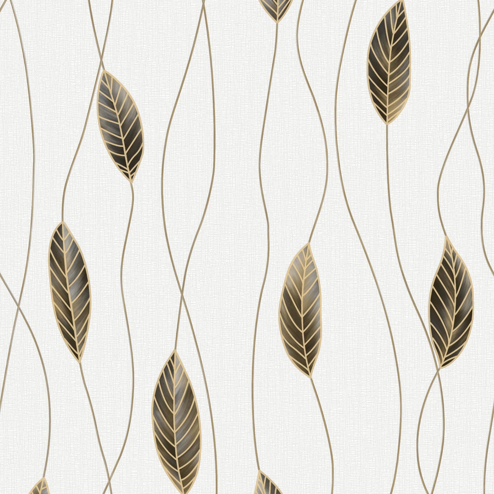 Sartoria Serenity Trail Ivory & Gold Metallic Luxury Leaf Wallpaper 7869