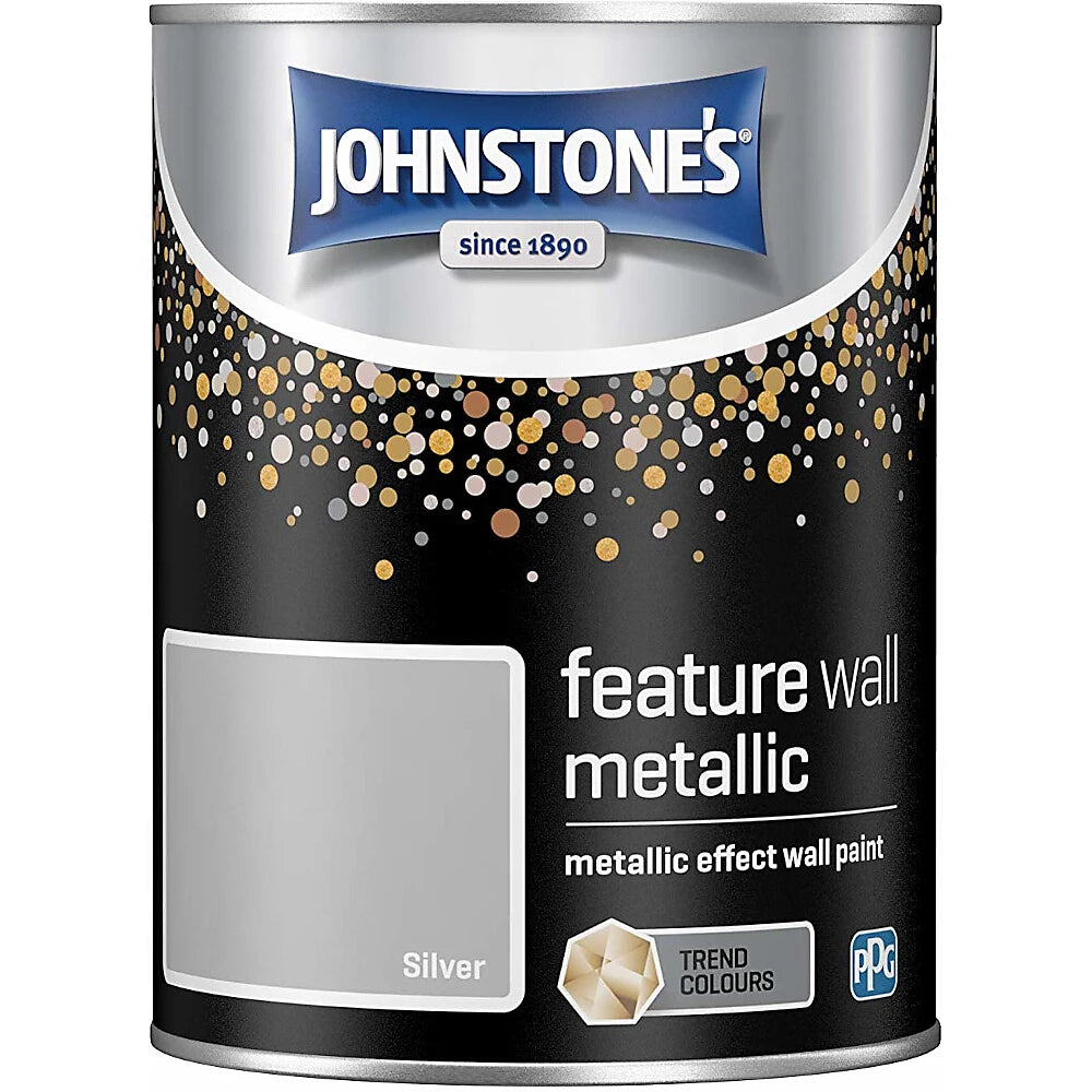 Johnstones Silver Metallic Effect Feature Wall Paint 1.25L