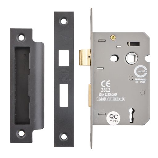 Eclipse Black 3 Lever 2.5" Sash Lock 63mm