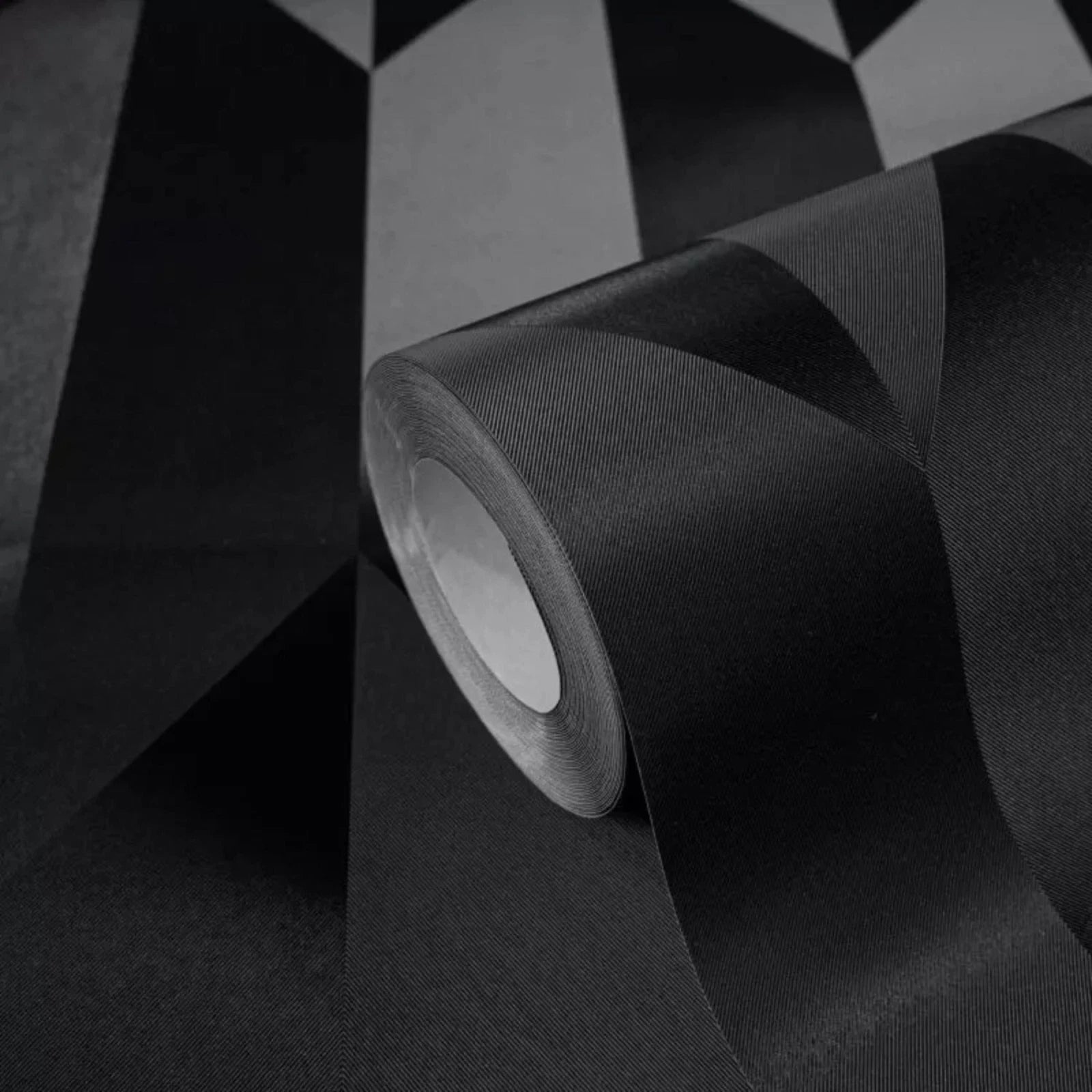 AS Cosmo Living Black Graphic Groove Geometric Chevron Wallpaper 79086-8