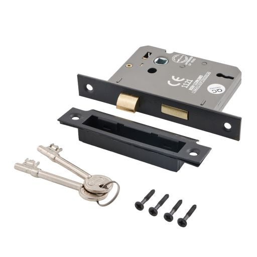 Eclipse Black 3 Lever 2.5" Sash Lock 63mm
